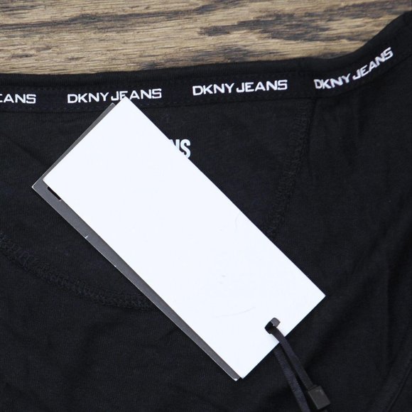 NWT Dkny Jeans Women's Cropped Tied-Sleeve T-Shirt E22F8HIG L Black - Picture 4 of 7